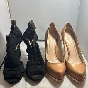 Bundle of two pairs of BCBGeneration size 9 heels and pumps black and tan